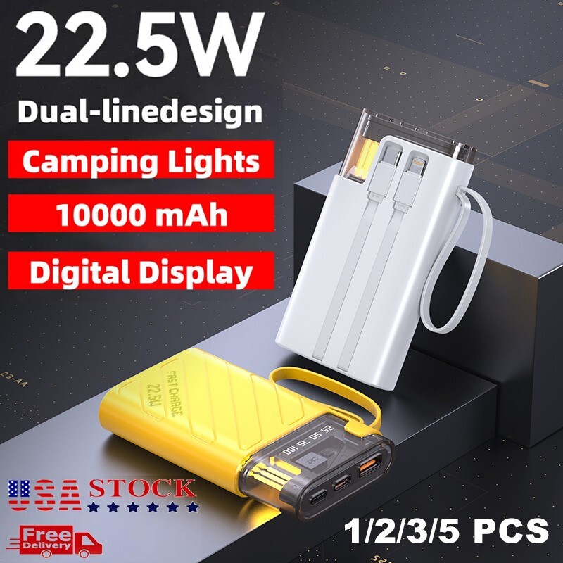 22.5W Portable Power Bank 10000mAh PD Fast Charging Battery Backup For CellPhone
