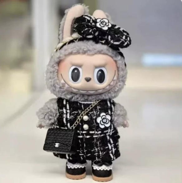 (No Doll) Dress Set For POP MART LABUBU Flower Bow Clothes Outfit Bag Shoes Suit