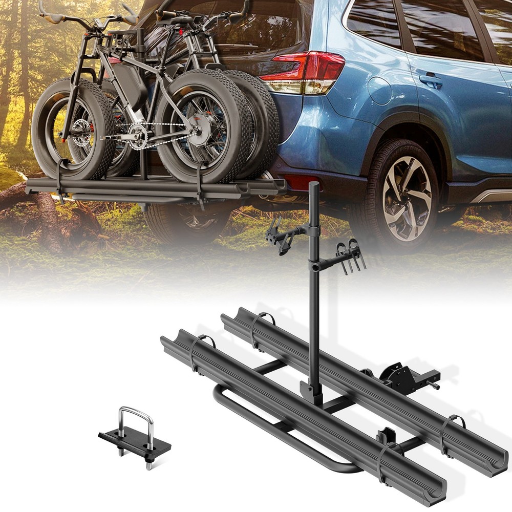 200 LBS 2 EBike Racks w/ Ramp Lockable & Foldable Fits 2