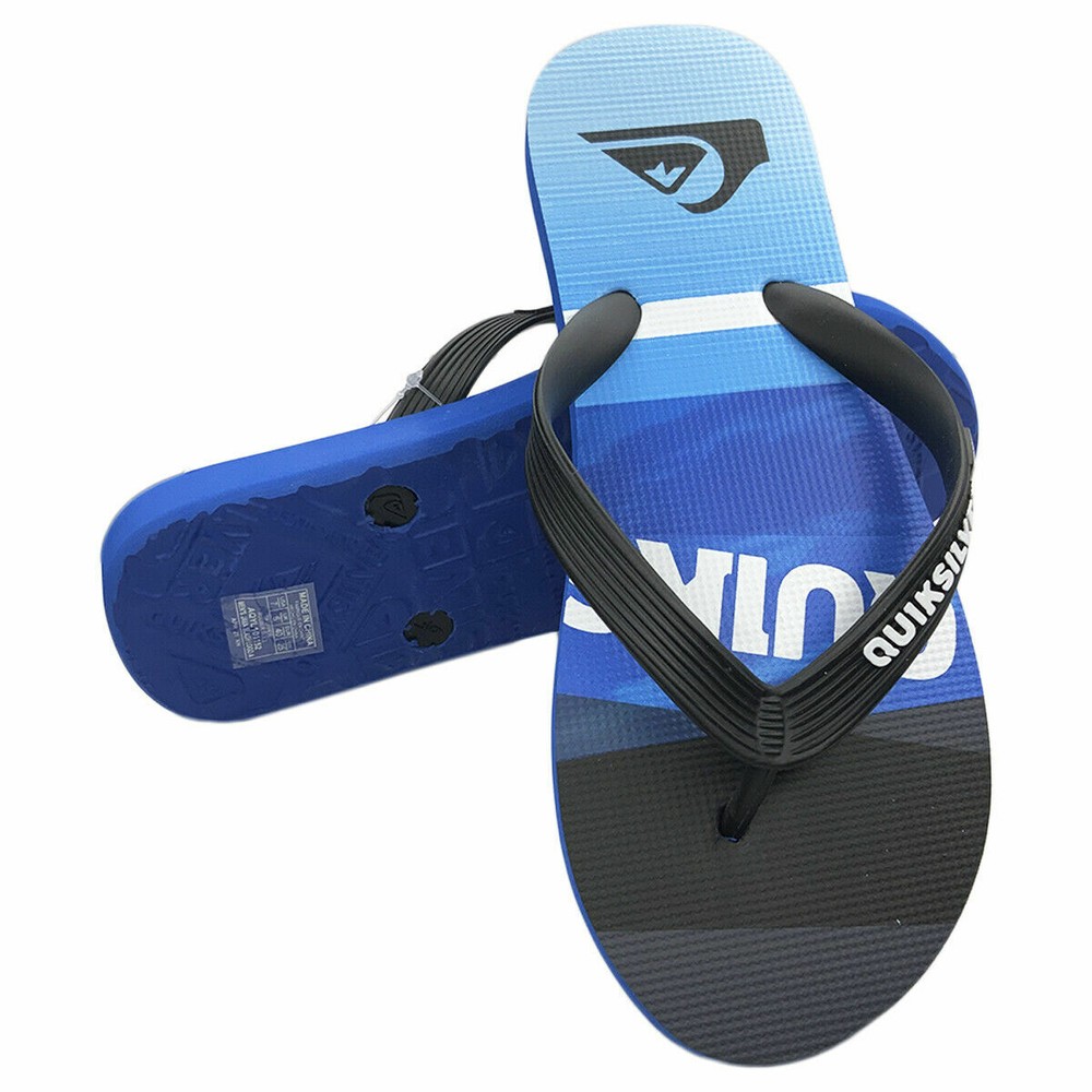 MSRP $39.99 NWT QUIKSILVER MEN'S BLUE BEACH WAVE THONG FLIP FLOPS SANDALS