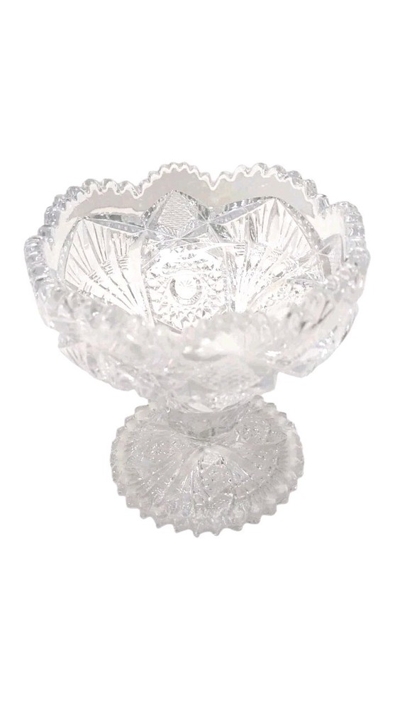 Vintage Imperial Clear Pressed Glass Hobstar Arches Jelly Compote  