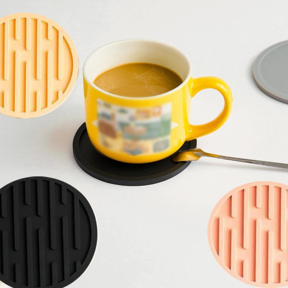 Coasters Tea Cup Mat Table Pad Round Silicone Heat Resistant Drink Coffee Mug