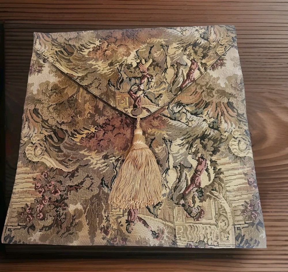 Victorian Print Tapestry 16x16 Envelope Pillow Cover with Tassle NWT