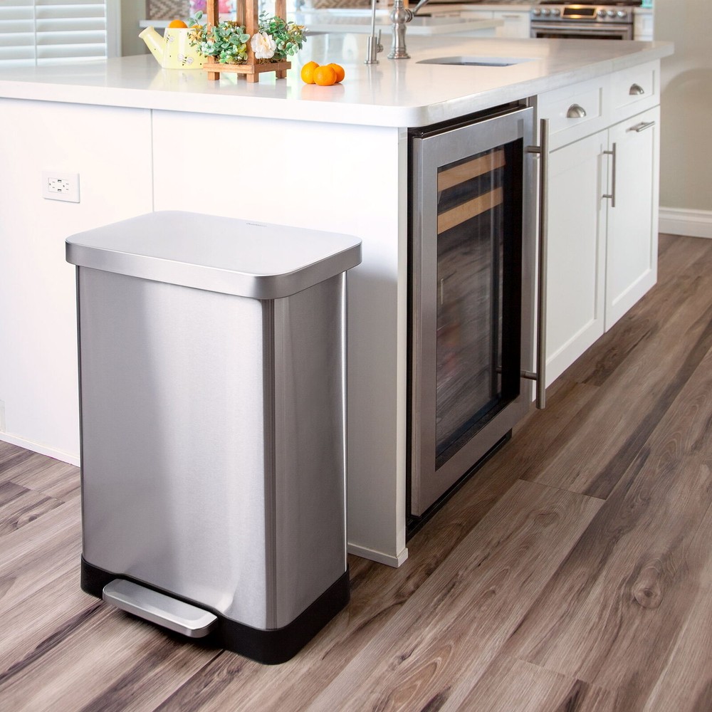 20-Gallon Stainless Steel Step-On Kitchen Trash Can Wastebasket