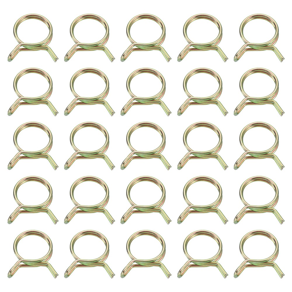25Pcs Double Wire Spring Hose Clamps, 24mm Tube Clips, Color Zinc