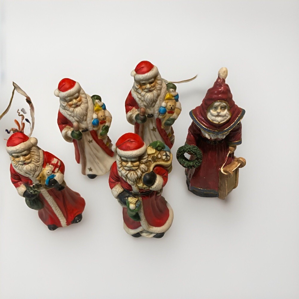 Midwest Of Canon Falls Ceramic Santa Claus- Old World- Lot Of 5 1990 Vintage