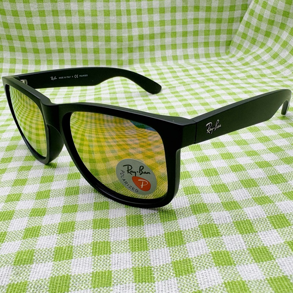 2026 Ray-Ban Justin RB4165 55-16 polarized Sunglasses Red Mirror Black Frame 145