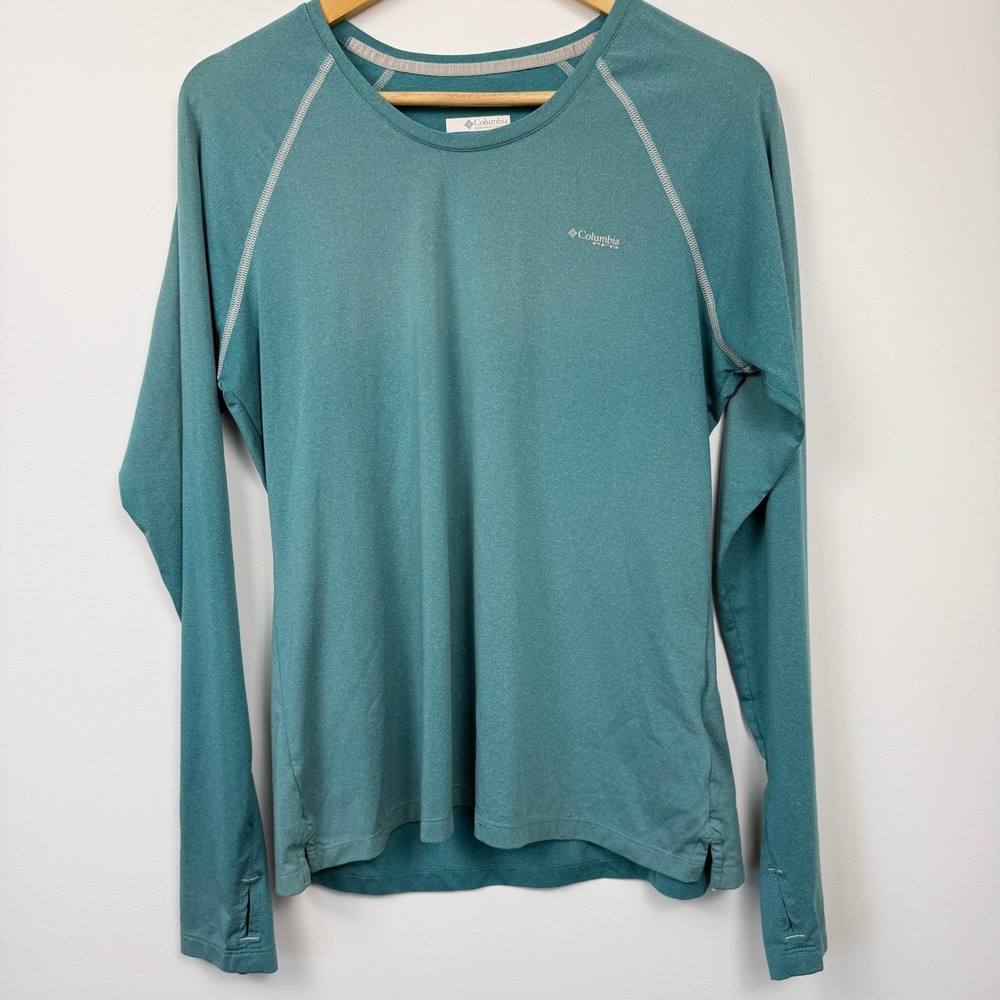 Columbia PFG Omni-Shade Long Sleeve Shirt Womens Medium Teal Sun Protection