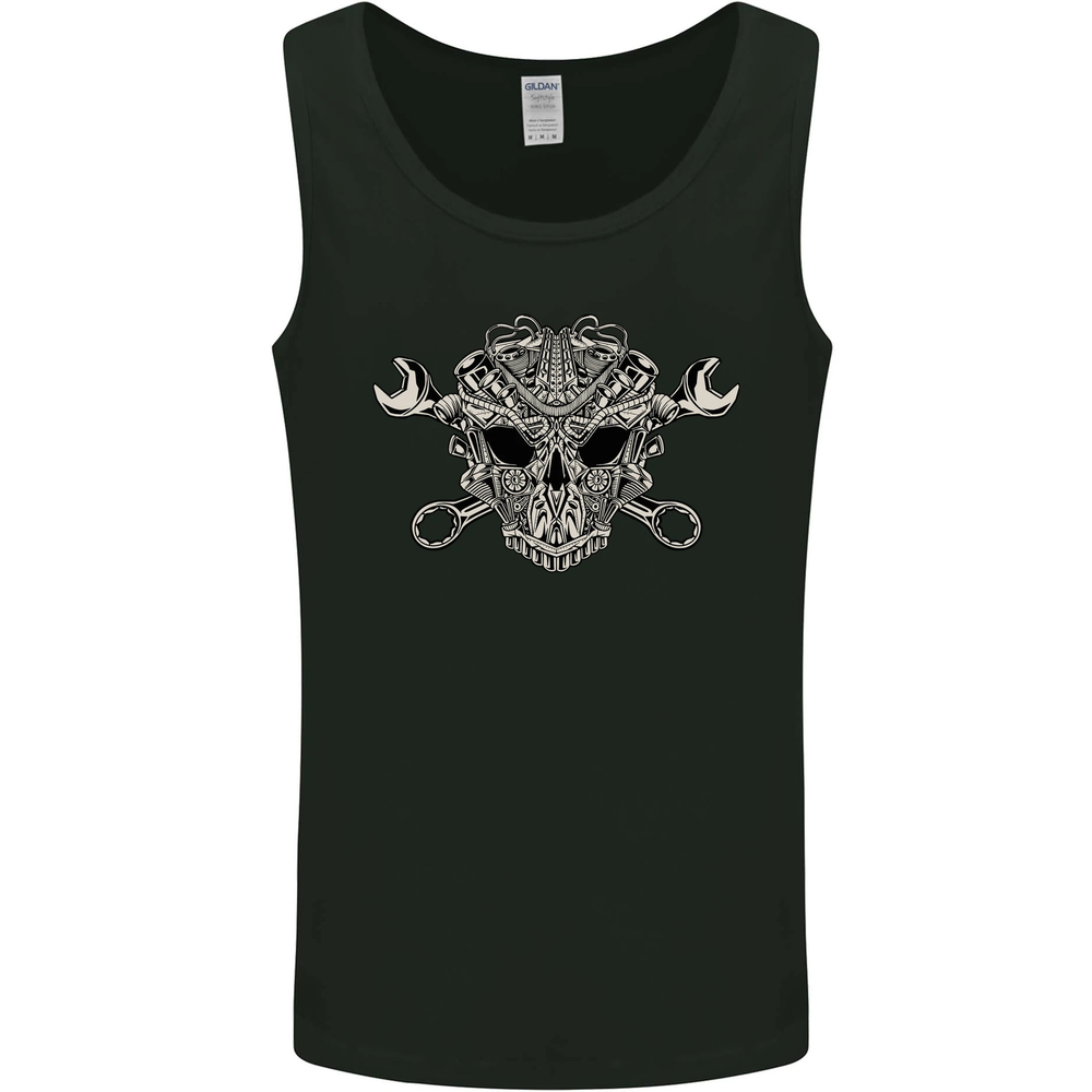 Mechanic Engine Skull Mens Vest Tank Top