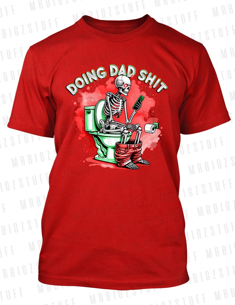 Funny Fathers Day Tee Shirt - Doing Dad Sh*t Skull on Toilet Design for Men Big & Tall SM-image