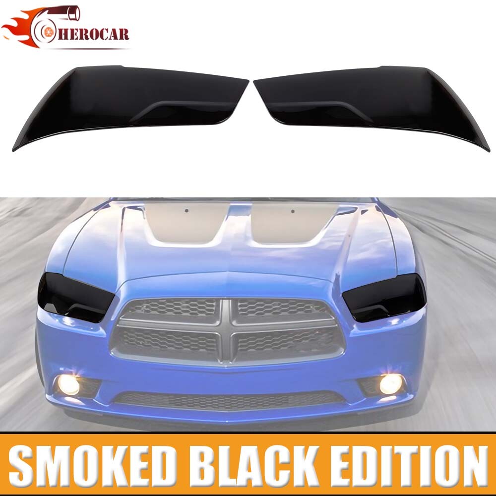 Smoked Black Headlight Covers for 2011-2014 Dodge Charger