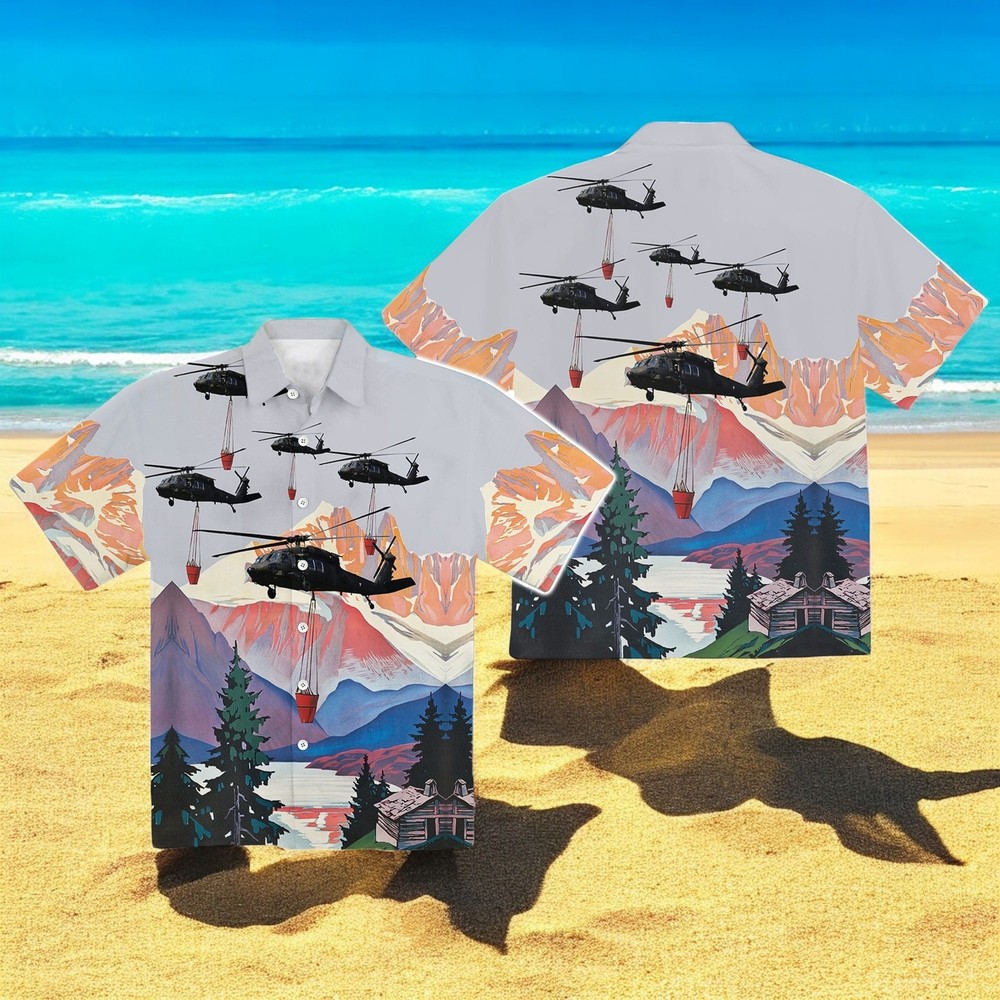 Blackhawk Helicopter Hawaiian Shirt For Men US Size Summer Style New