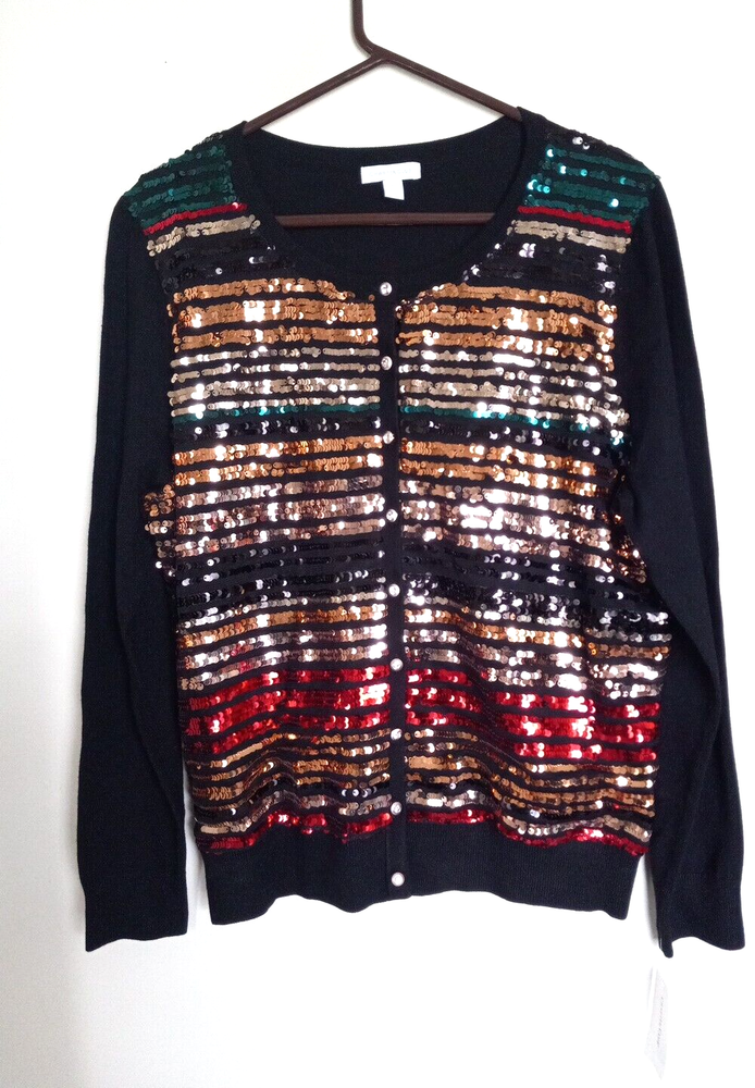 CHARTER CLUB Sequin-Embellished Front Cardigan Sweater, Ladies Sz.XL NEW