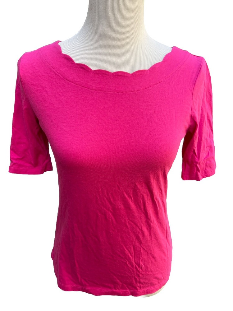 Talbots Pima Cotton Short 10” Sleeve T-Shirt Tee Top Pink Size X-Small