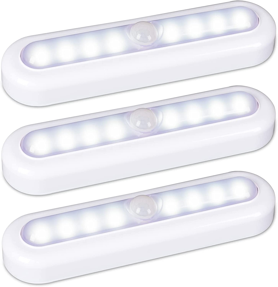 3 Pack 7” Motion Sensor Lights Indoor Battery Operated, Stick on LED Light for C