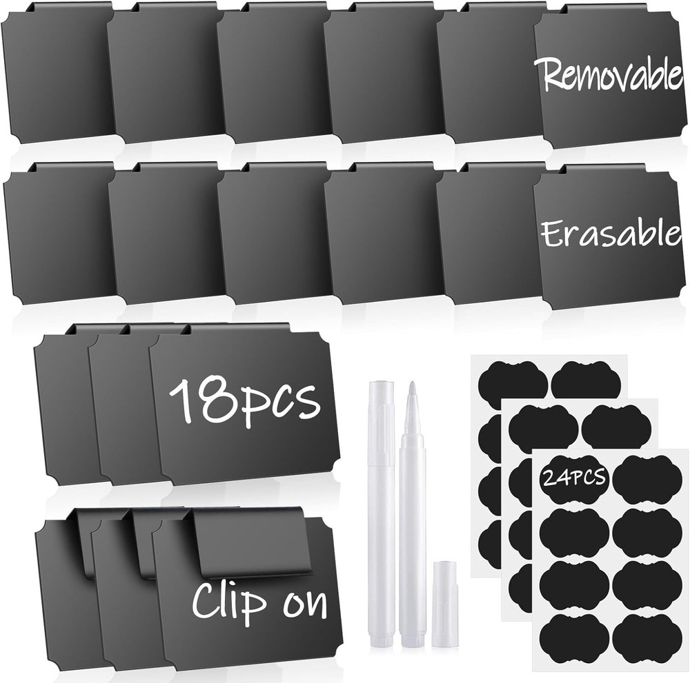 18Pcs Basket Labels for Storage Bins, Erasable Bin Basket Labels Clip On,Basket