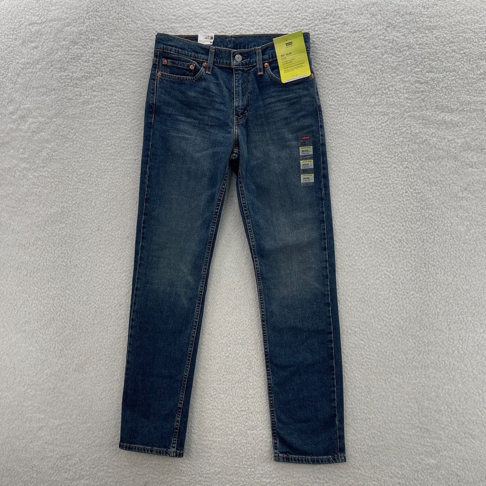 Levis Jeans Mens 30x32 Blue 511 Slim Medium Wash Stretch Denim Grunge Rock