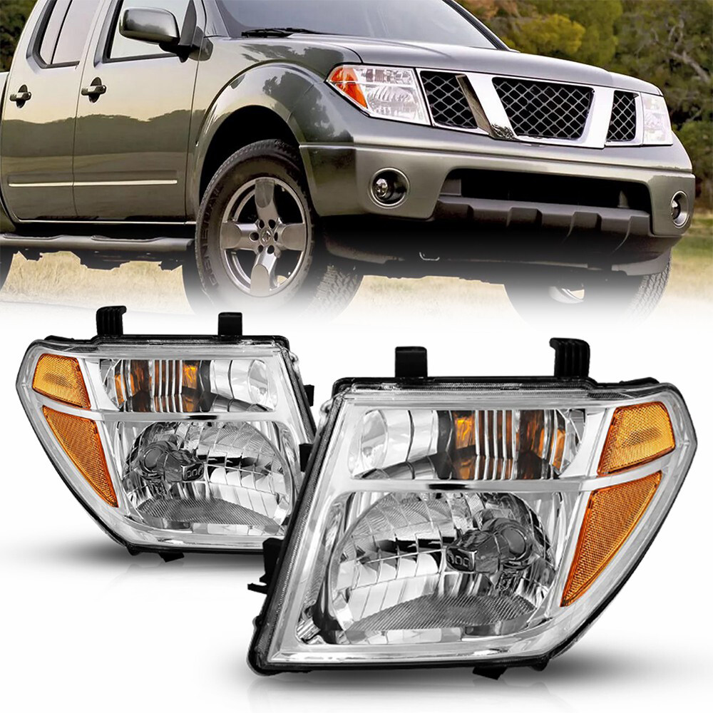 For 2005-2008 Nissan Frontier 05-07 Pathfinder Chrome Headlights Amber LH+RH S