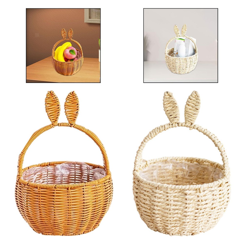 Hand Woven Basket Egg Gathering with Handles Empty Centerpiece Gift Storage