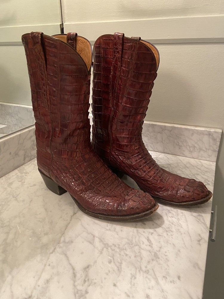 Lucchese Alligator Boots in Cognac Brown Size 13 Mens-image