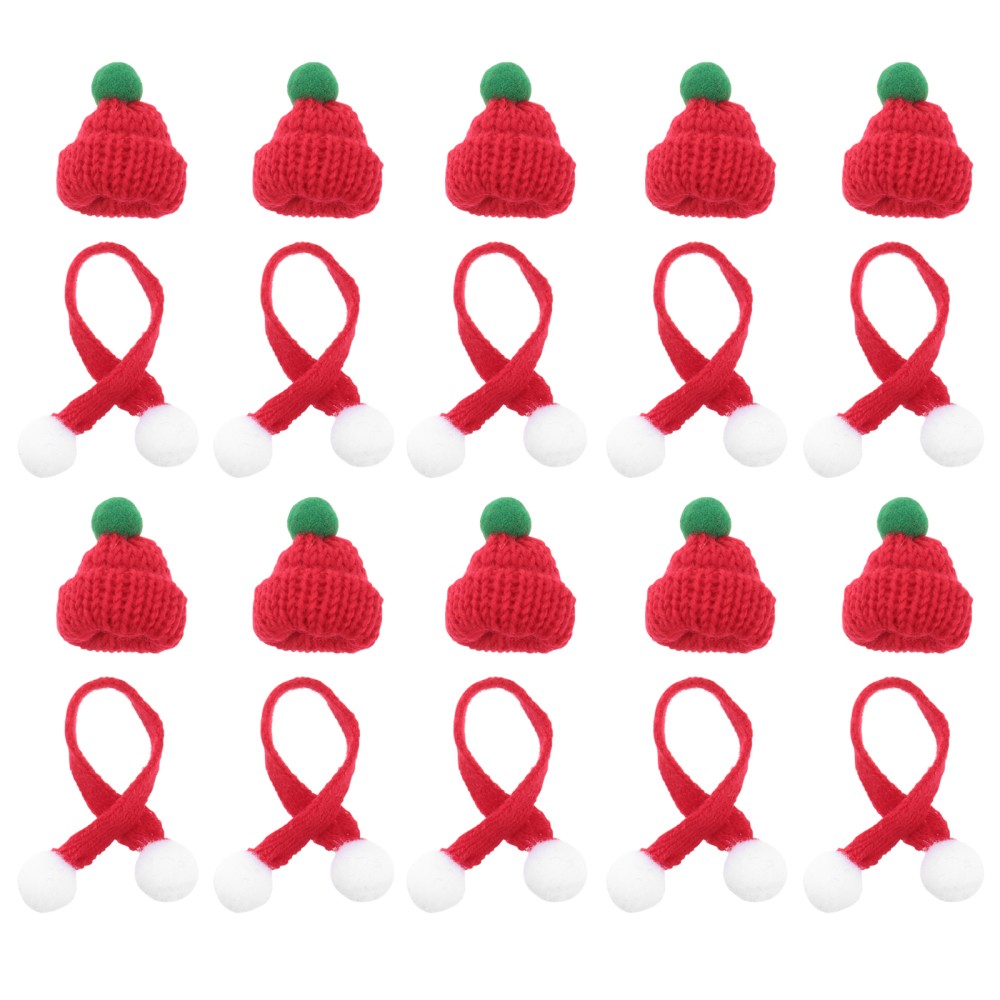 20 Pcs Christmas Doll Hat Hats Scarf Scarves for Dolls