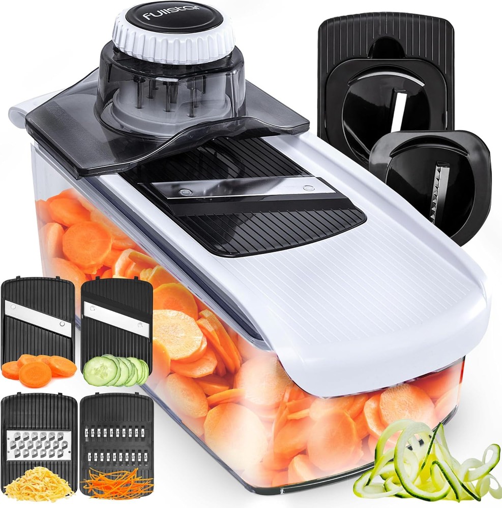 Premium Fullstar 6-in-1 Mandoline Slicer for Kitchen - Veggie Cheese Cutter