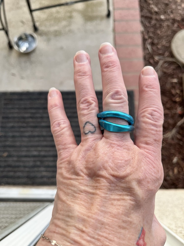 Blue Knitting Needle Holder Ring for Yarn Crafters