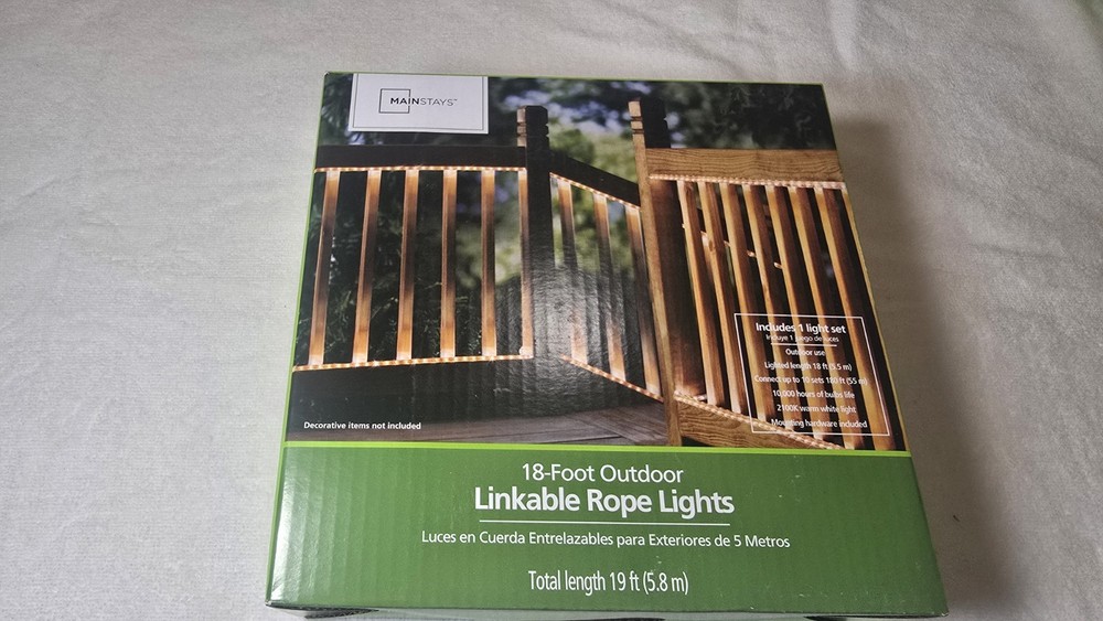 Mainstays 18ft Clear Rope Lights new in box