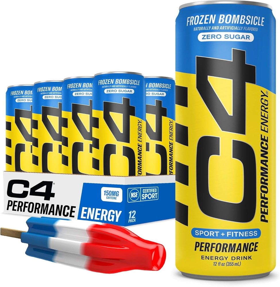 C4 Energy Drink 12oz (Pack of 12) - Frozen Bombsicle - Sugar Free Pre Workout