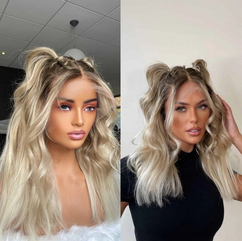 Platinum Blonde Wave Wig Human Hair Lace Front Wig for Women 13x4