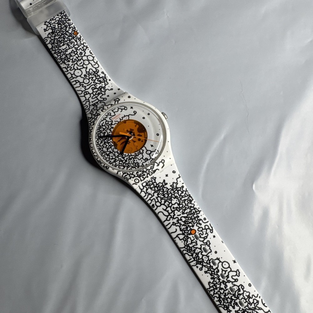 Swatch Special Art Orange Pusher Swiss Unisex Watch SUOW617 New Battery Rare