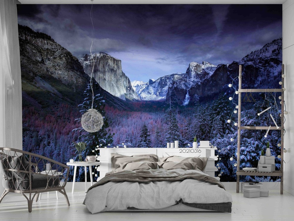 3D Mountain Forest Winter Landscape Wall Murals Wallpaper Murals Wall Sticker