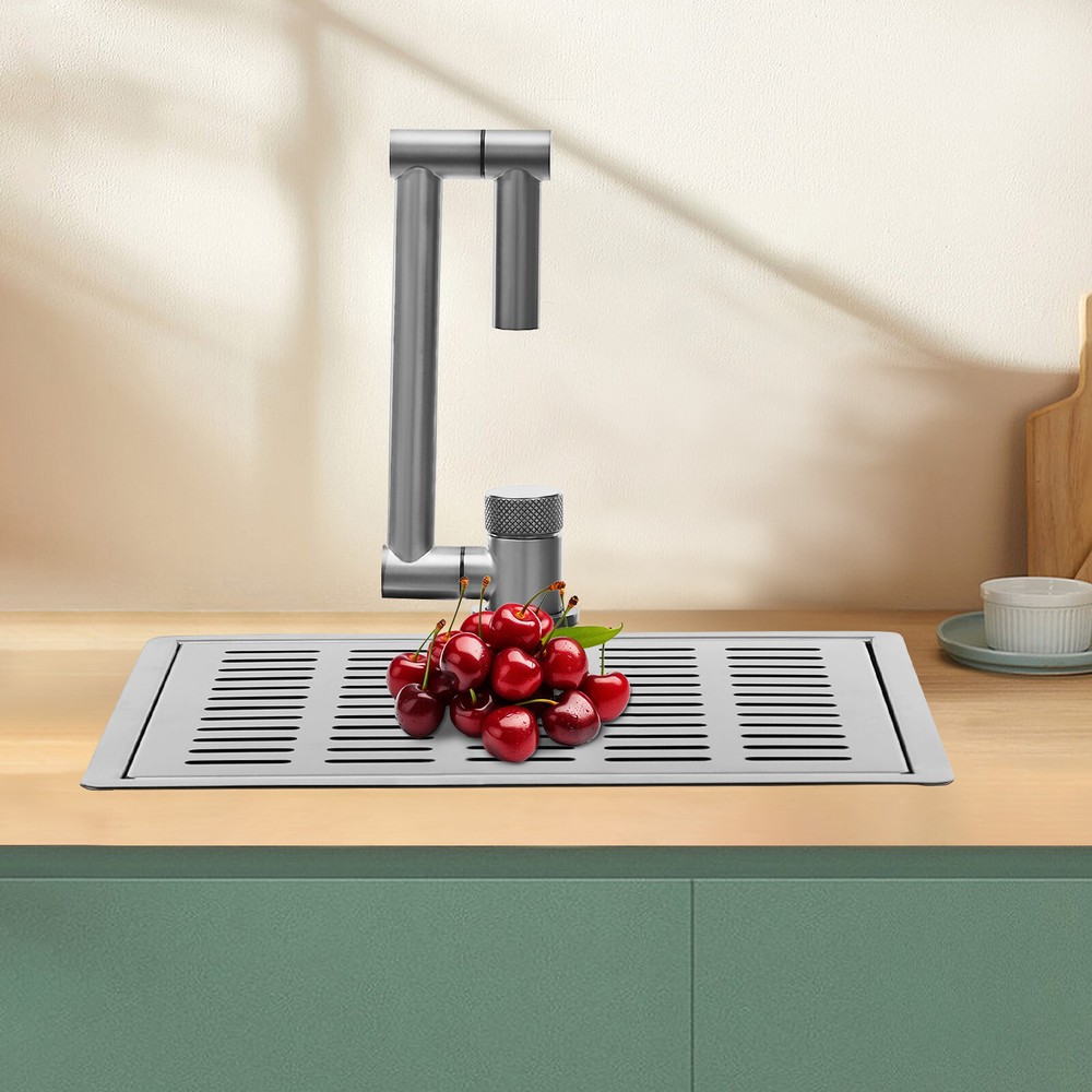 Black 304 Stainless Steel Kitchen Sink with Foldable Rotatable Faucet