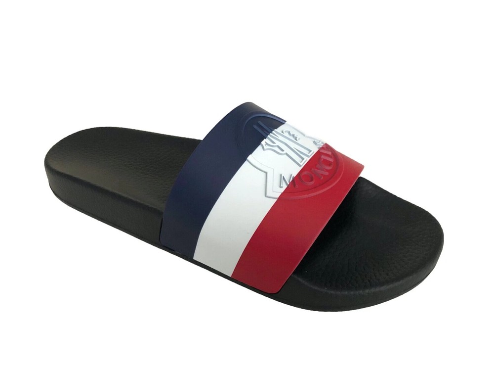 Montcler Men's Basile Trio Red White Blue Slides Italy EU 41 US 8