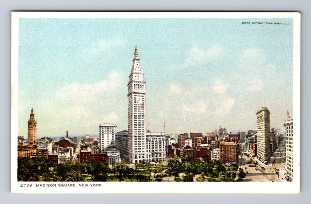 New York City NY, Madison Square, Souvenir, Vintage Postcard