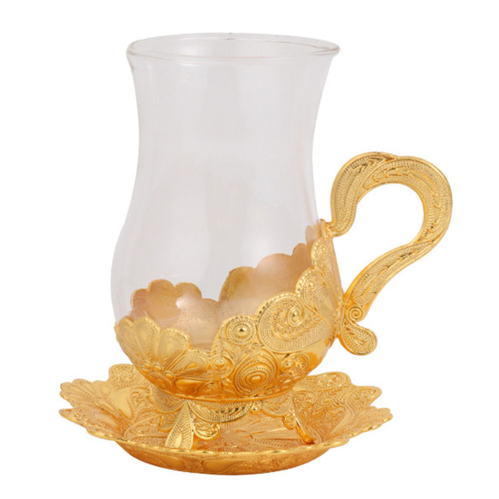 European Style Glass Coffee Mug & Saucer Set - Elegant & Durable