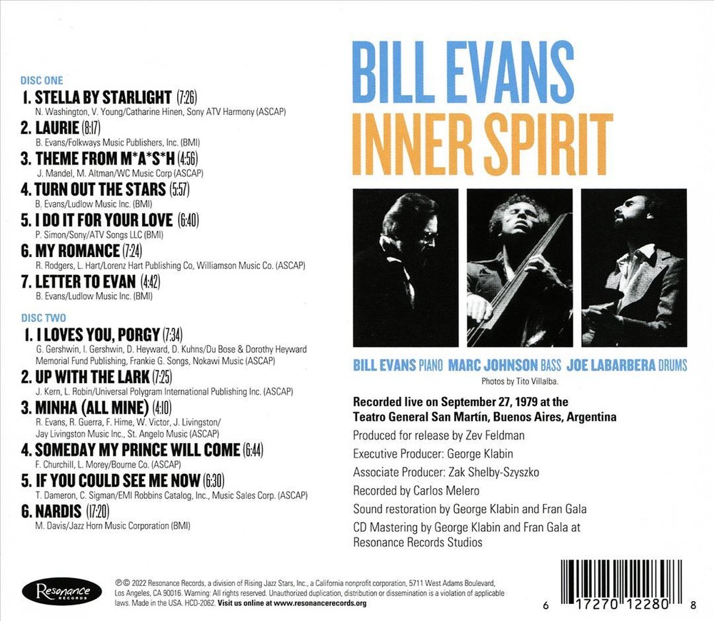 BILL EVANS TRIO INNER SPIRIT: THE 1979 CONCERT AT THE TEATRO GENERAL SAN MARTIN,