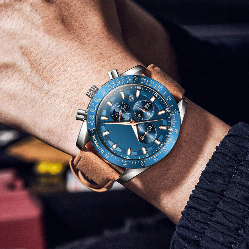 Men's Luminous Quartz Watch with Multifunctional Features and Breathable Strap