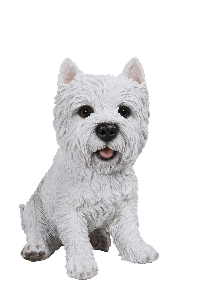White Sitting Terrier Dog Statue for Decorative Home Accents