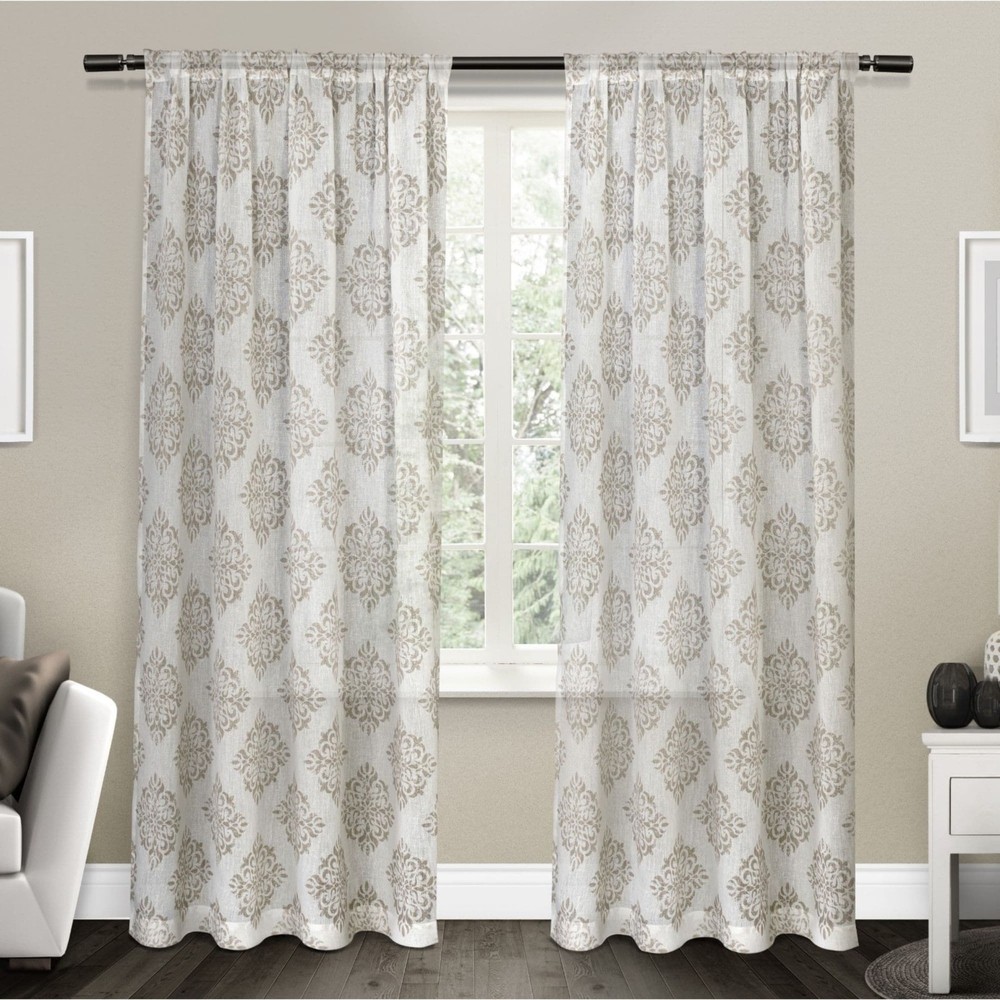 ATI Home Nagano Belgian Linen Sheer Rod Pocket Curtain Panel  