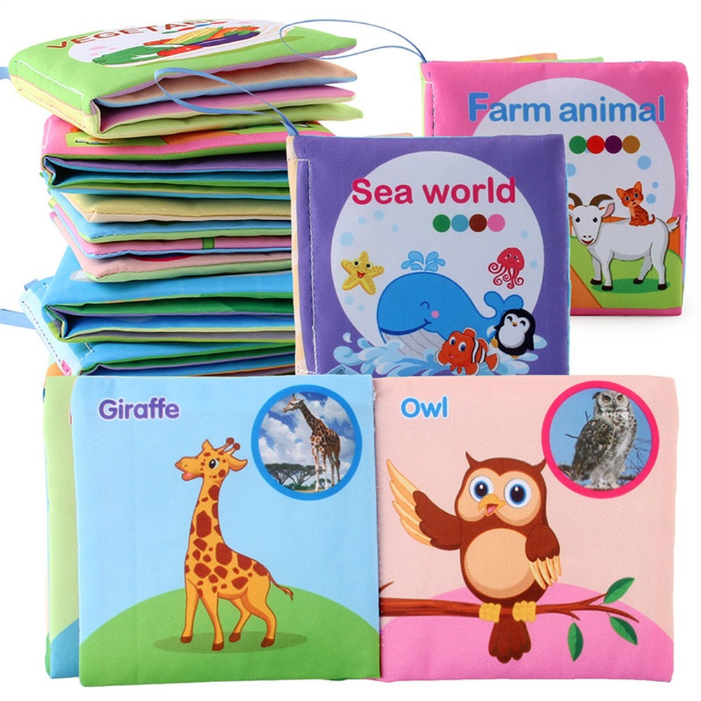 Soft Cloth Book for Baby Infant Toddler Kids Crinkle Squeaky Washable Non Toy