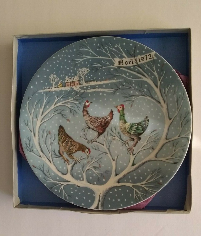Vintage Haviland 1972 Noel Collectible Plate - 3 French Hens Series of 12