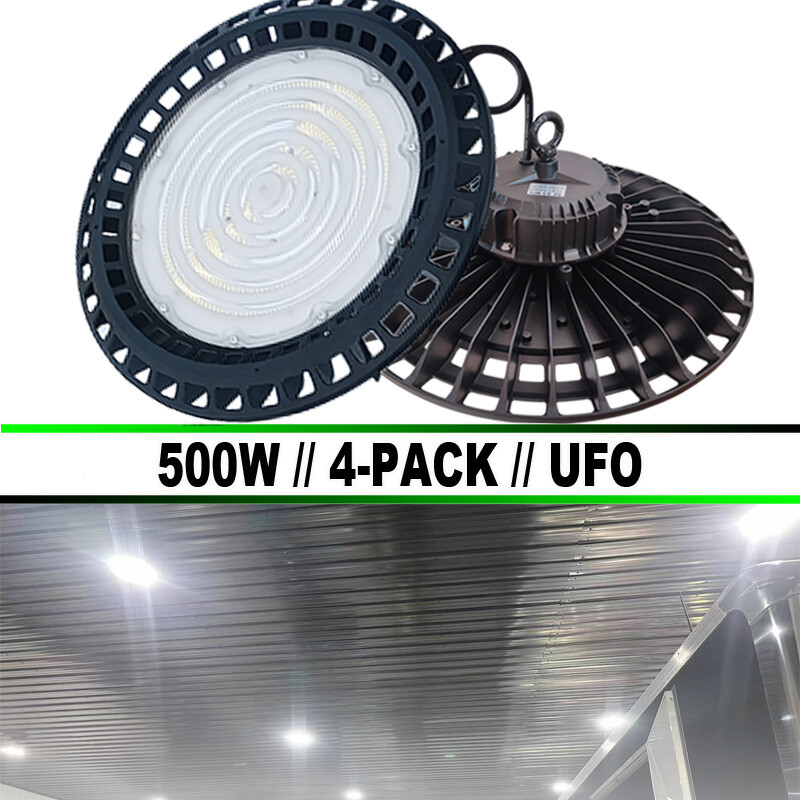 500 watt ufo lights 4-Pack Factory Warehouse Commercial Light Fixtures 6500K