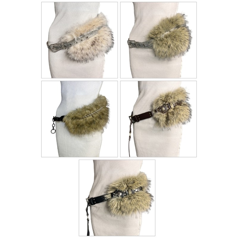 Faux Fur Corset Belt for Women Waist Cincher with Dresses Sweaters