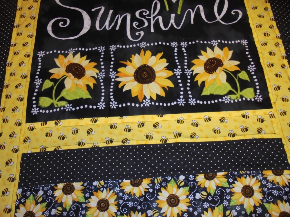 NEW Handmade You Are My Sunshine Quilt 43 x 62 Quality Fabrics Timeless Treasure