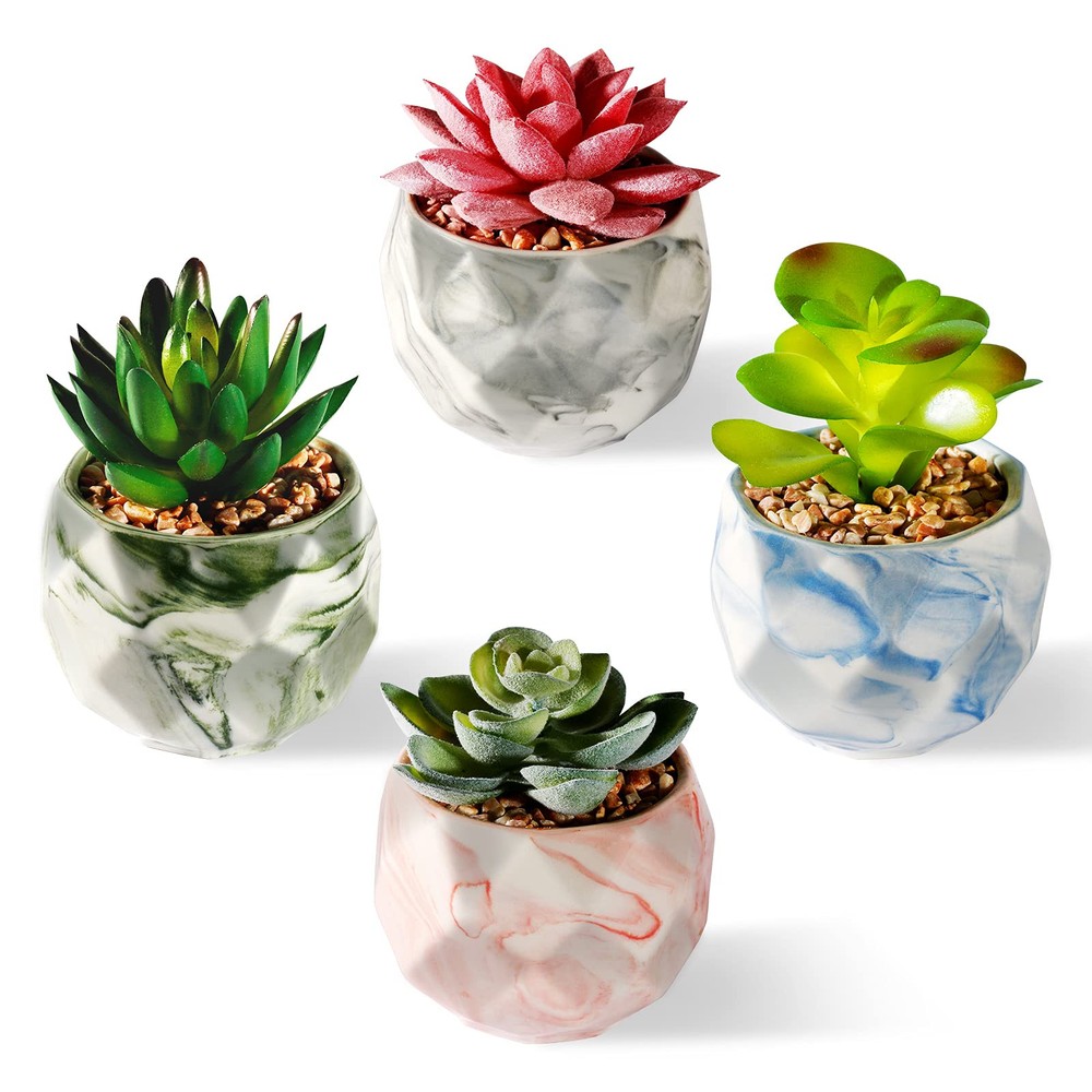 Upgraded Mini Artificial Succulent Plants in Pots for Home Decor