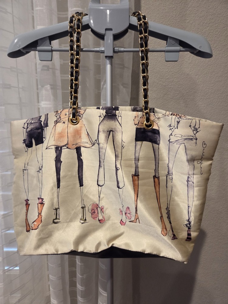 DSW 20th Anniversary Tote Purse with Chain Shoulder Strap and Medallion Detail