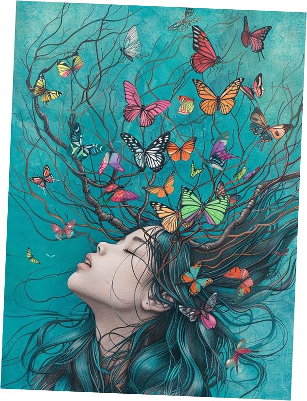 5D Diamond Art Kits for Adults Tree Branch Woman, Full Drill Diamond Art