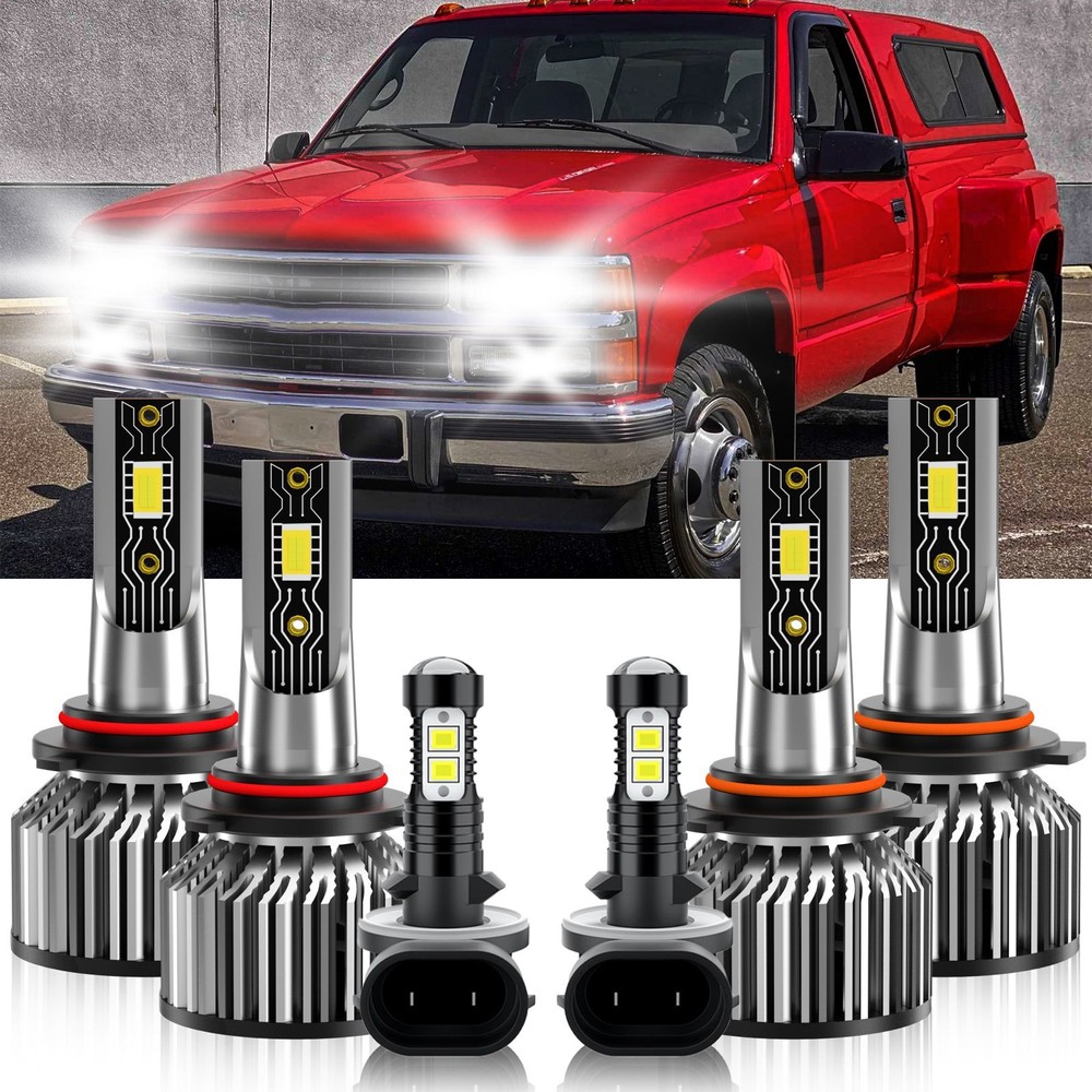 For Chevrolet C3500 1999-2000 Combo 9005+9006+881 LED Headlight Bulbs Fog light