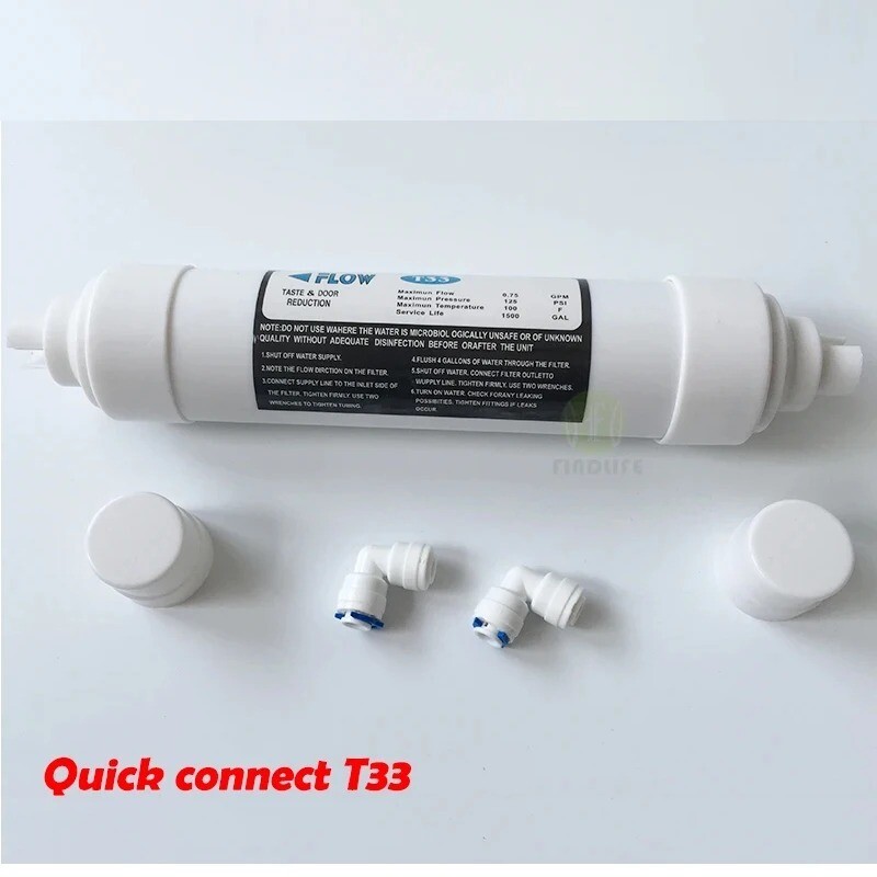 10-Inch T33 Quick Connect Inline Fridge Water Filter for RO Systems